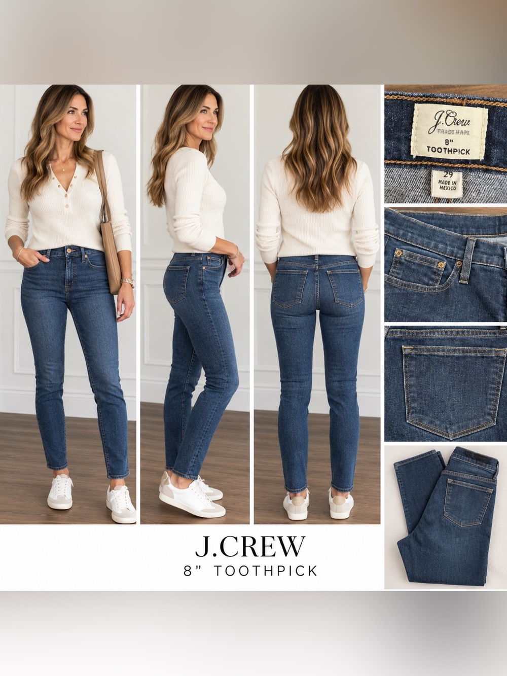 I.Crew 8” Toothpick Ankle jeans 29